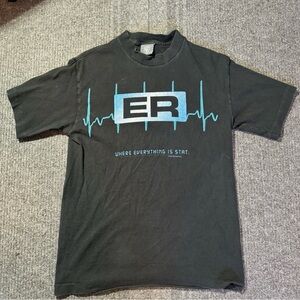 Vintage 1995 E.R. Tv Promo Single Stitch Black T Shirt Size S